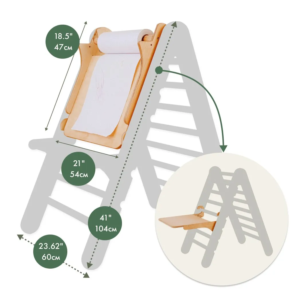 6in1 Montessori Climbing Frame Set: Triangle Ladder   Arch/rocker   Slide/ramp   Net   Cushion   Art Addition