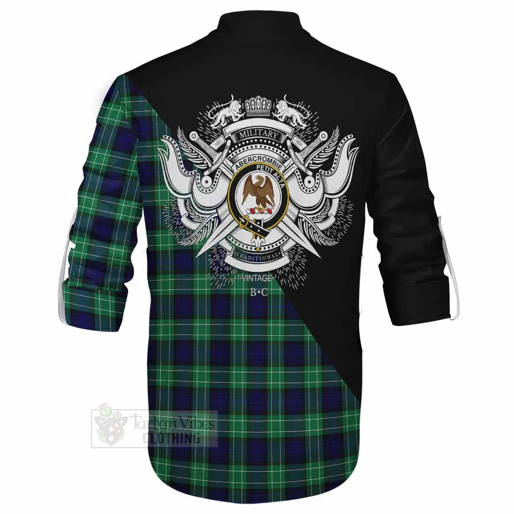 Abercrombie Tartan Ghillie Kilt Shirt with Family Crest and Military Logo Style