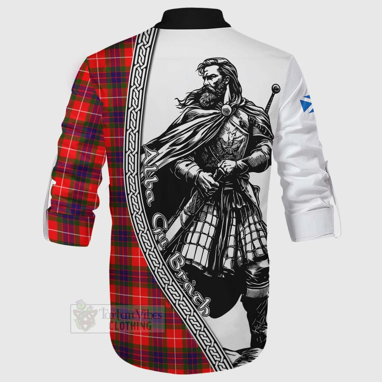 Abernethy Tartan Clan Crest Ghillie Kilt Shirt with Highlander Warrior Celtic Style