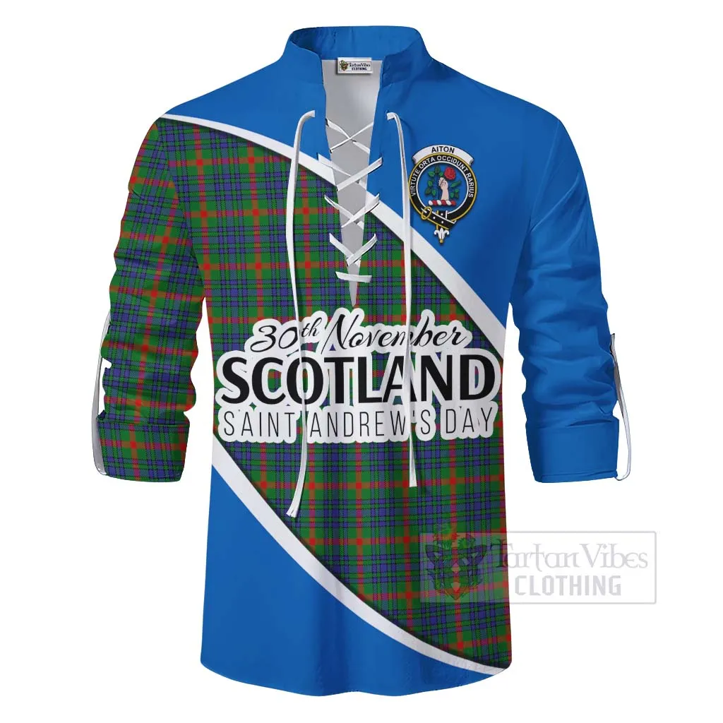 Aiton Family Crest Tartan Ghillie Kilt Shirt Celebrate Saint Andrew's Day in Style