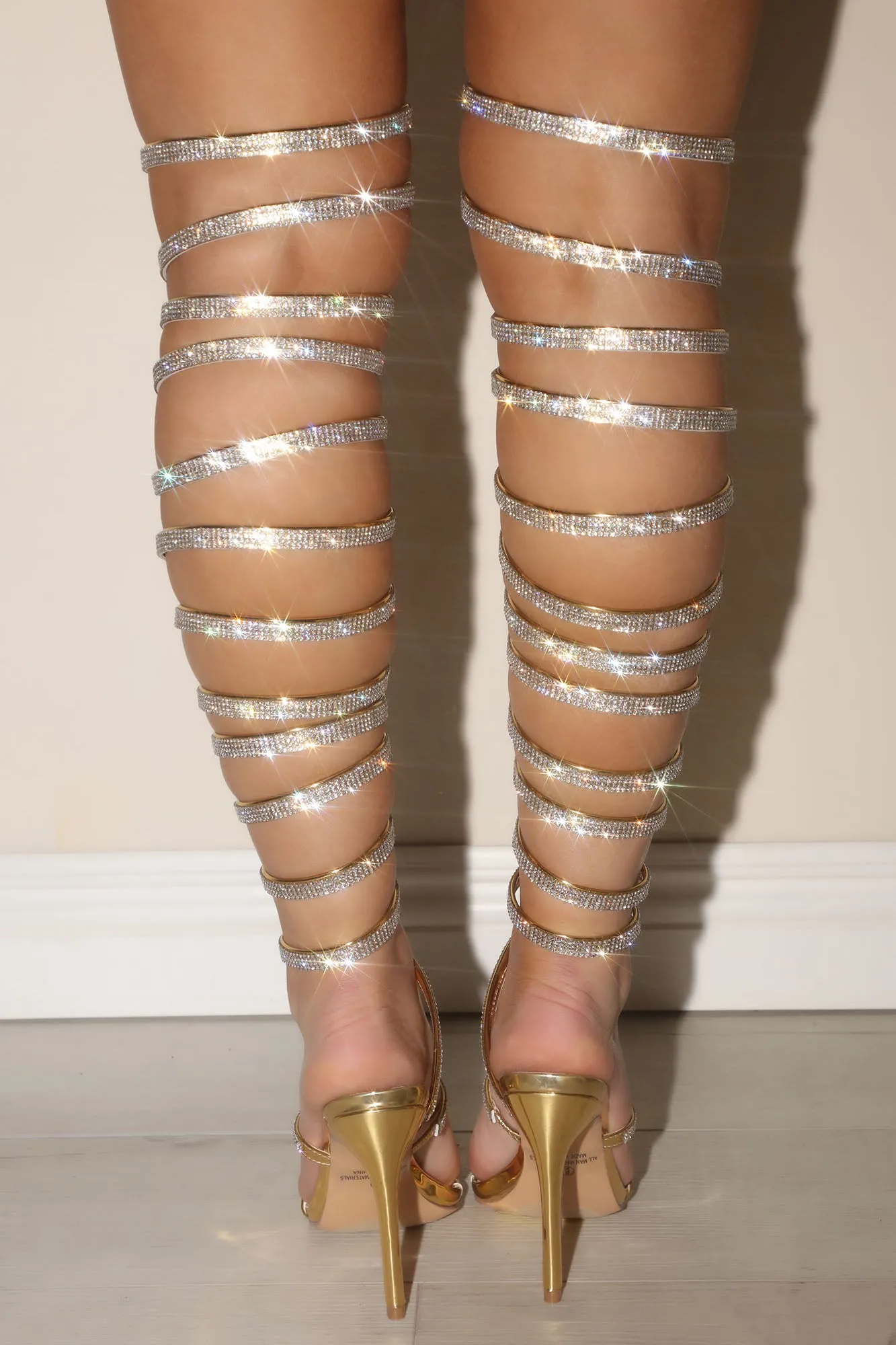 Always Undefeated Wrap Up Heels - Gold