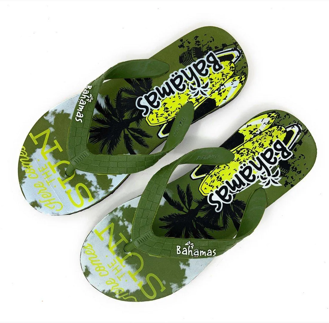 Bahamas Mens Flip Flops Premium Comfort Thong Soles Sandals Slippers Tropical Beach