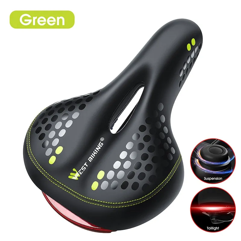 Bicycle Saddle with Tail Light Thicken Widen MTB Bike Saddles Soft Comfortable Bike Hollow Cycling Bicycle Saddle