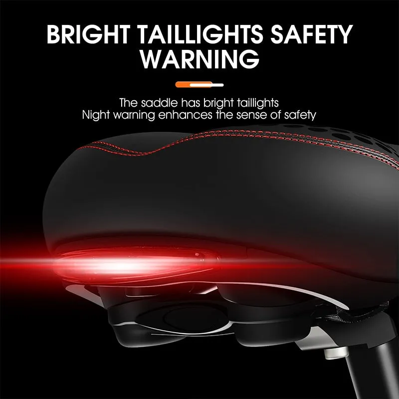 Bicycle Saddle with Tail Light Thicken Widen MTB Bike Saddles Soft Comfortable Bike Hollow Cycling Bicycle Saddle