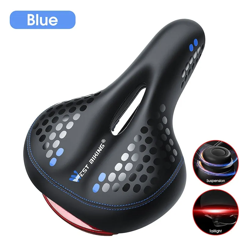 Bicycle Saddle with Tail Light Thicken Widen MTB Bike Saddles Soft Comfortable Bike Hollow Cycling Bicycle Saddle