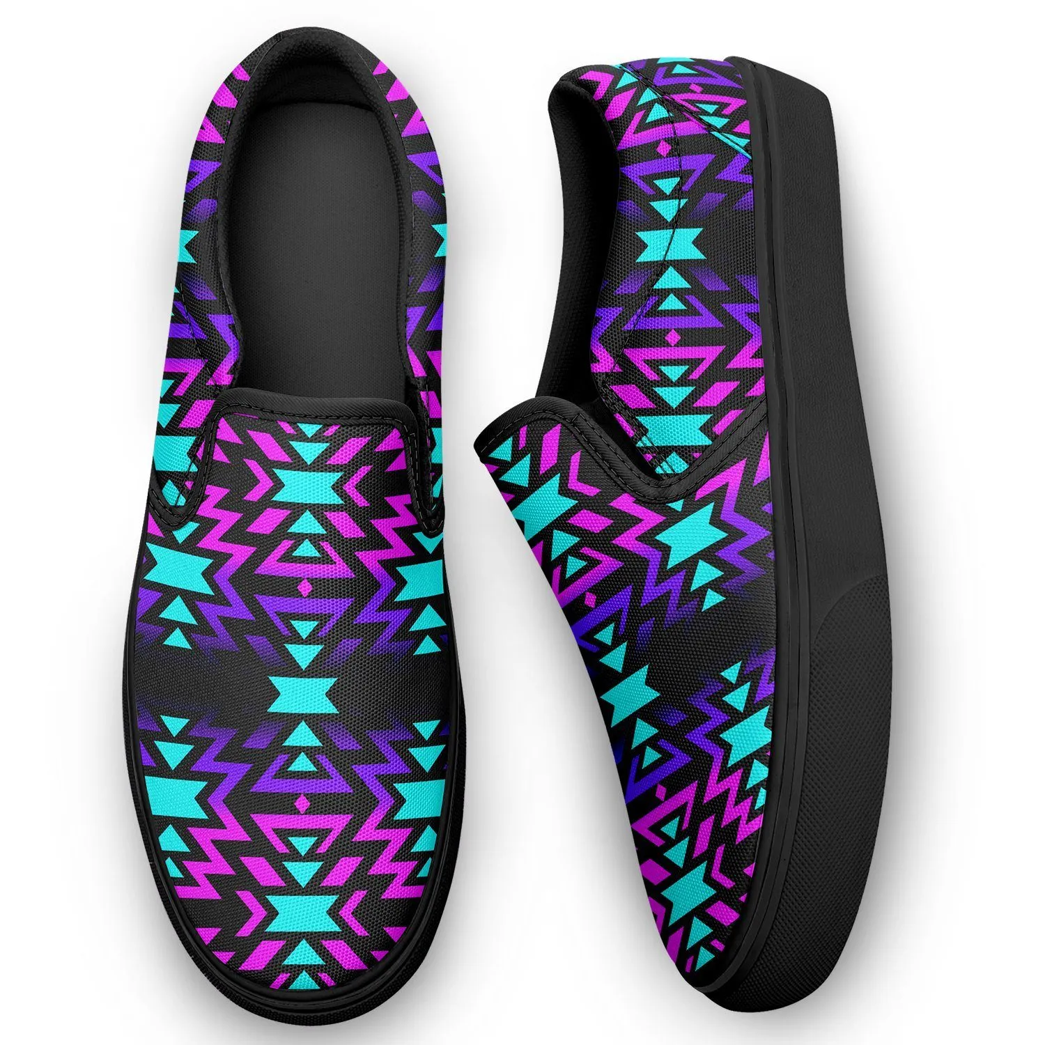 Black Fire Winter Sunset Otoyimm Kid's Canvas Slip On Shoes