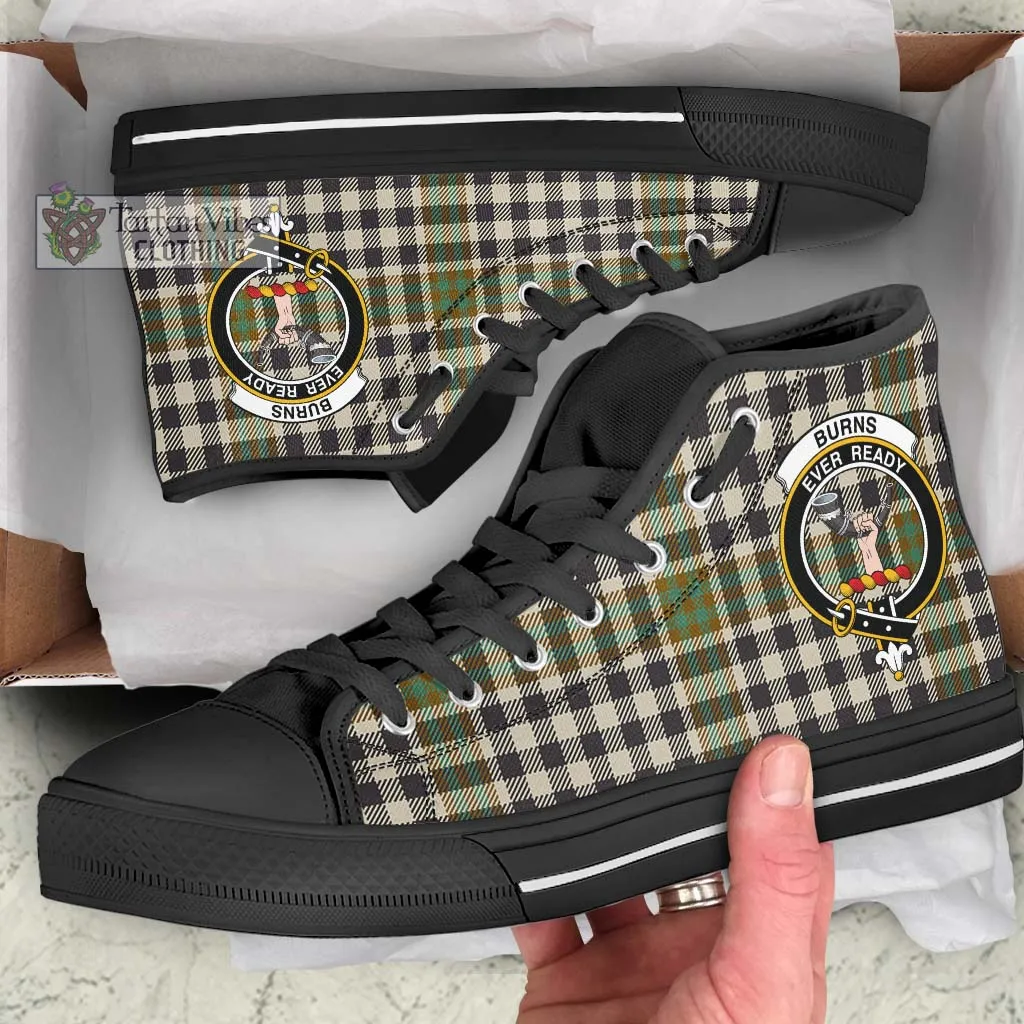 Burns Check Tartan High Top Shoes with Family Crest