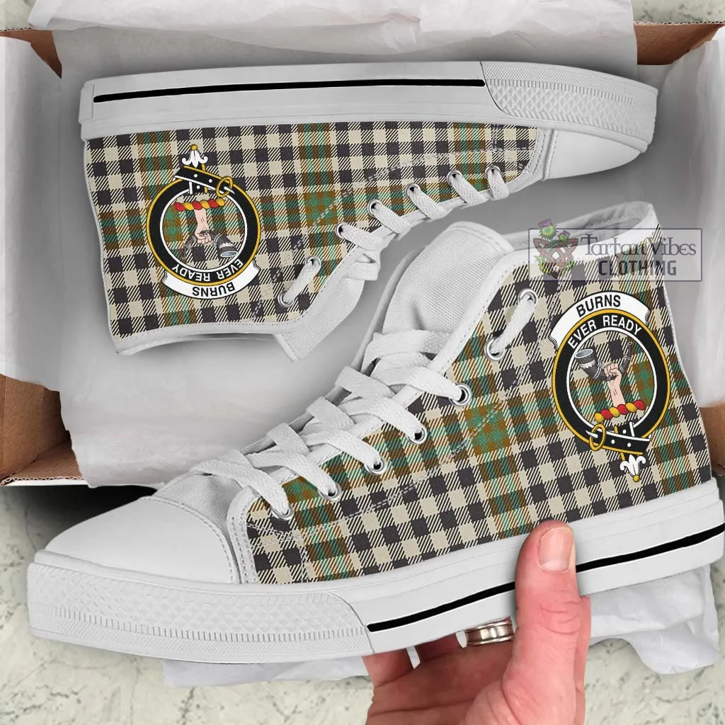 Burns Check Tartan High Top Shoes with Family Crest