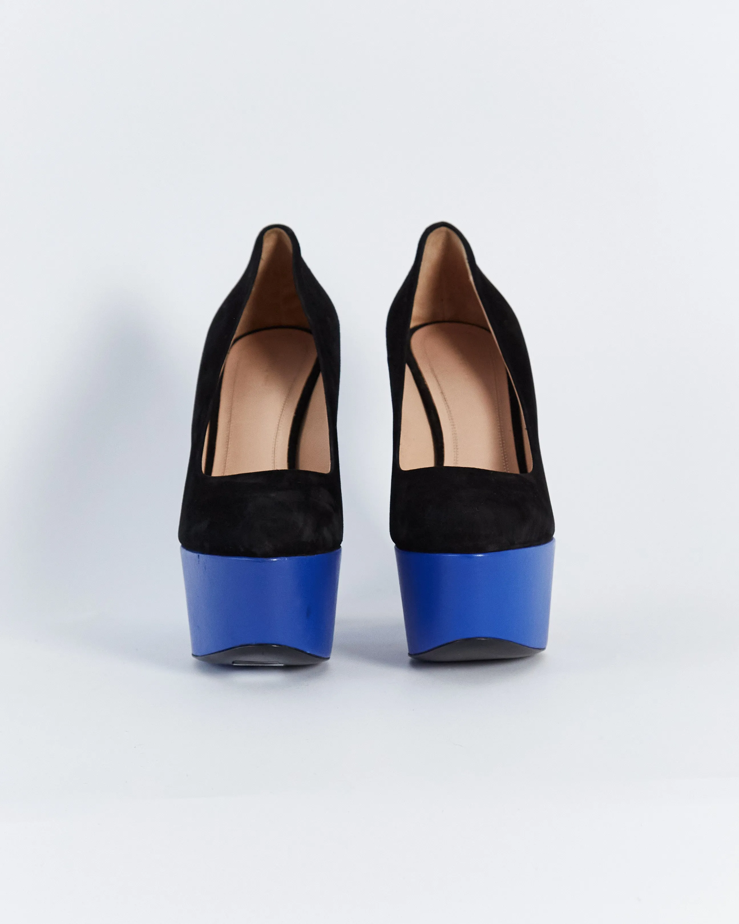 Céline spring '12 platform pumps, black & blue, 39