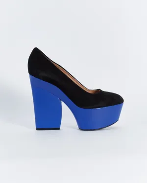 Céline spring '12 platform pumps, black & blue, 39