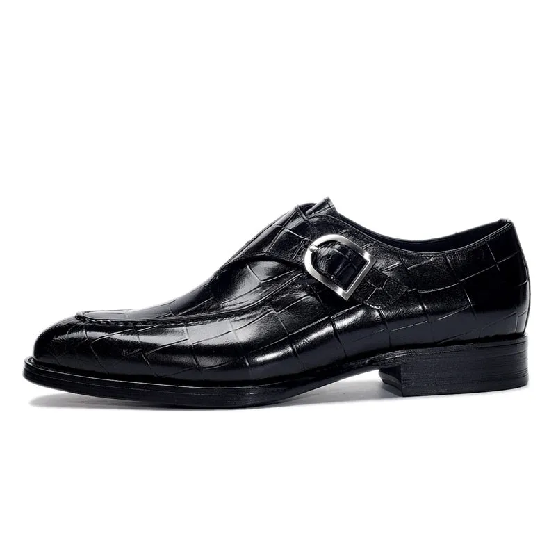 CrocoElegance Genuine Leather Slip-On Wedding Dress Shoes