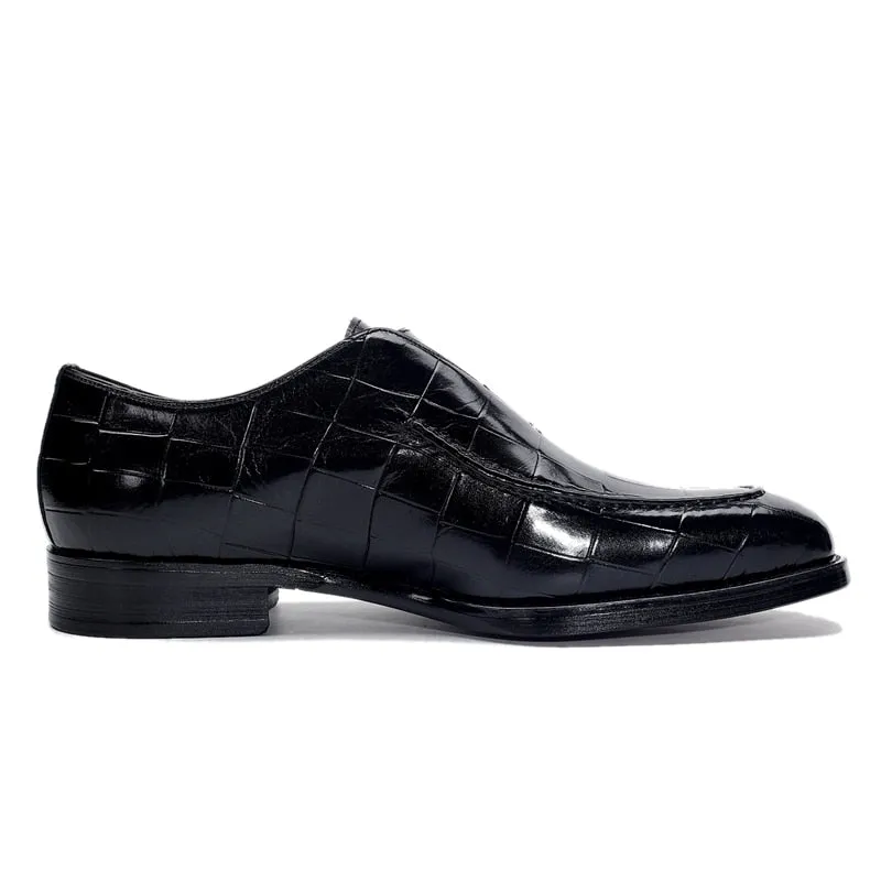 CrocoElegance Genuine Leather Slip-On Wedding Dress Shoes