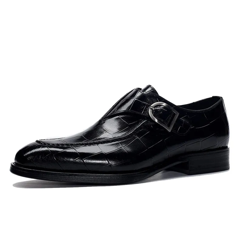 CrocoElegance Genuine Leather Slip-On Wedding Dress Shoes