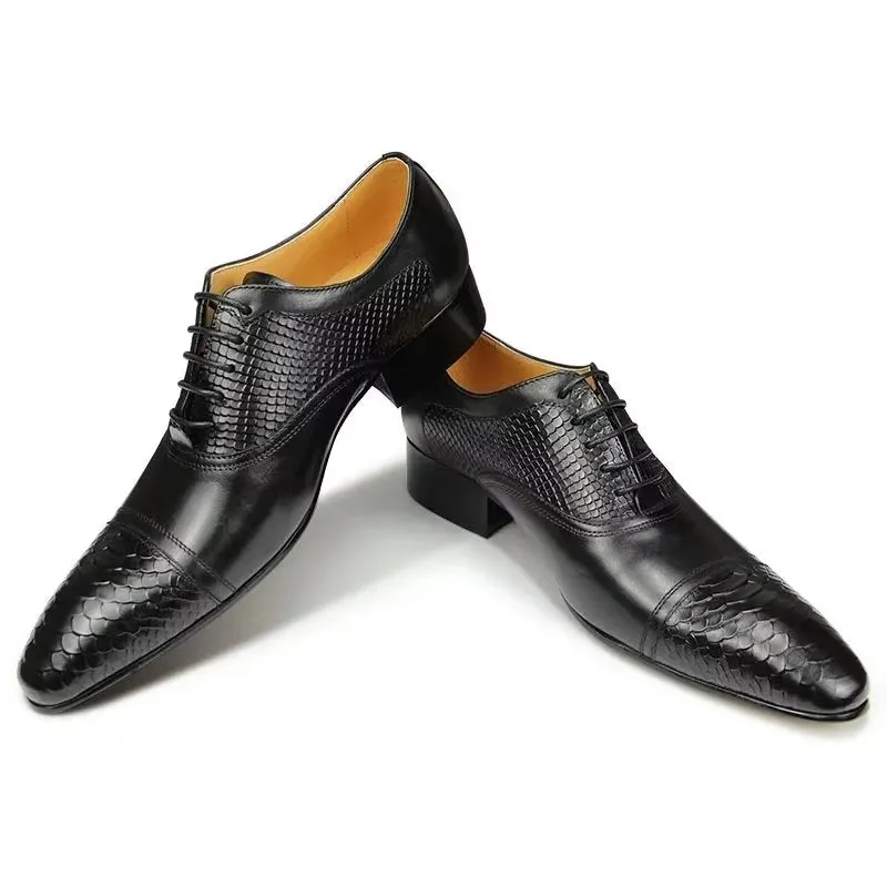 Elegant Custom Brogue Leather Lace-up Wedding Shoes