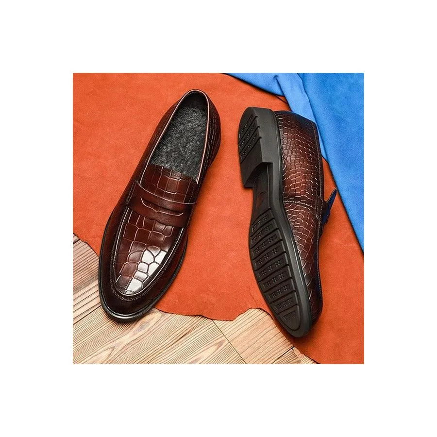 GatorLux Exotic Leather Slip-on Brogue Loafers