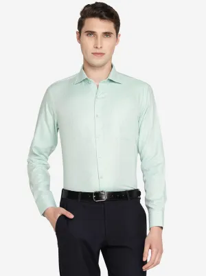 Green Dobby Solid Slim Fit Formal Shirt | Metal