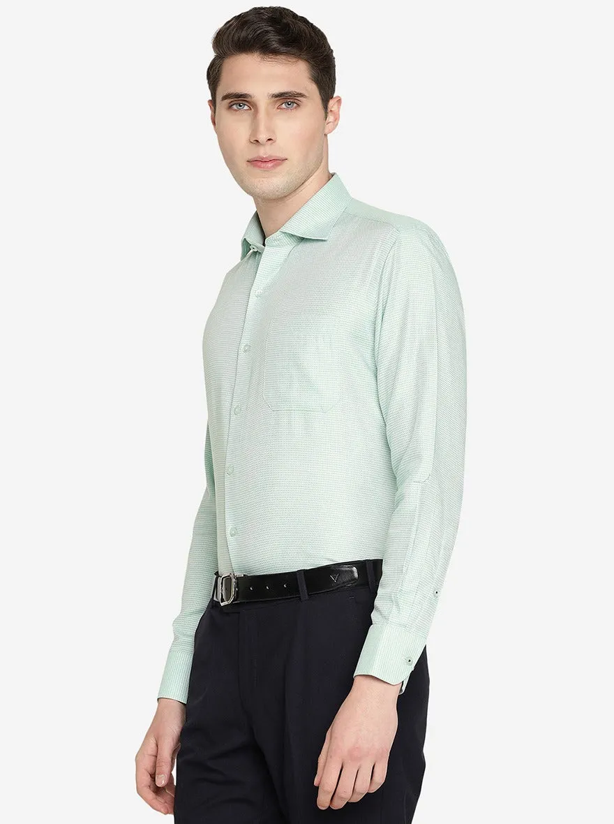 Green Dobby Solid Slim Fit Formal Shirt | Metal