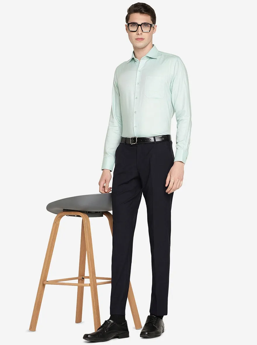 Green Dobby Solid Slim Fit Formal Shirt | Metal