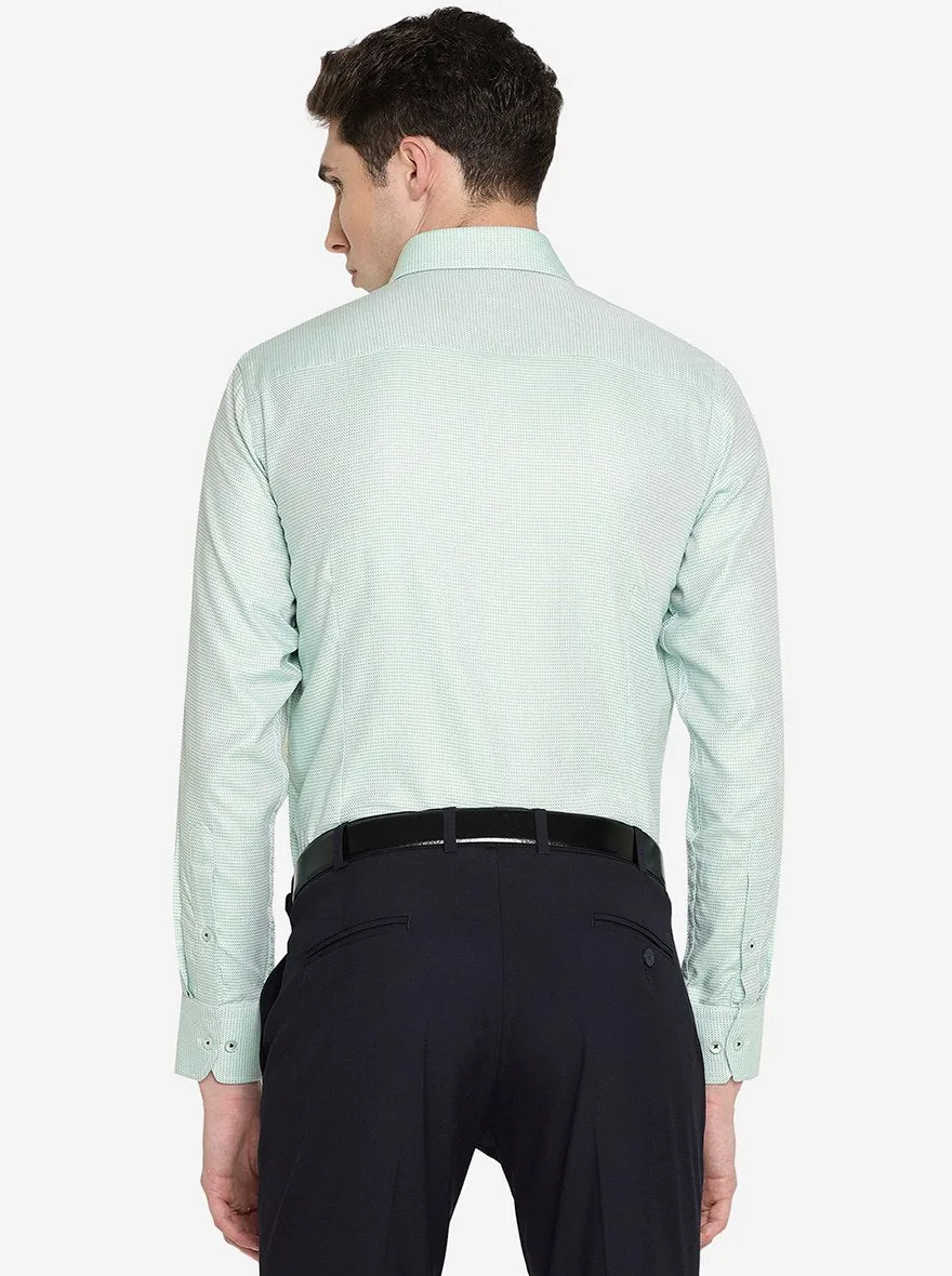 Green Dobby Solid Slim Fit Formal Shirt | Metal