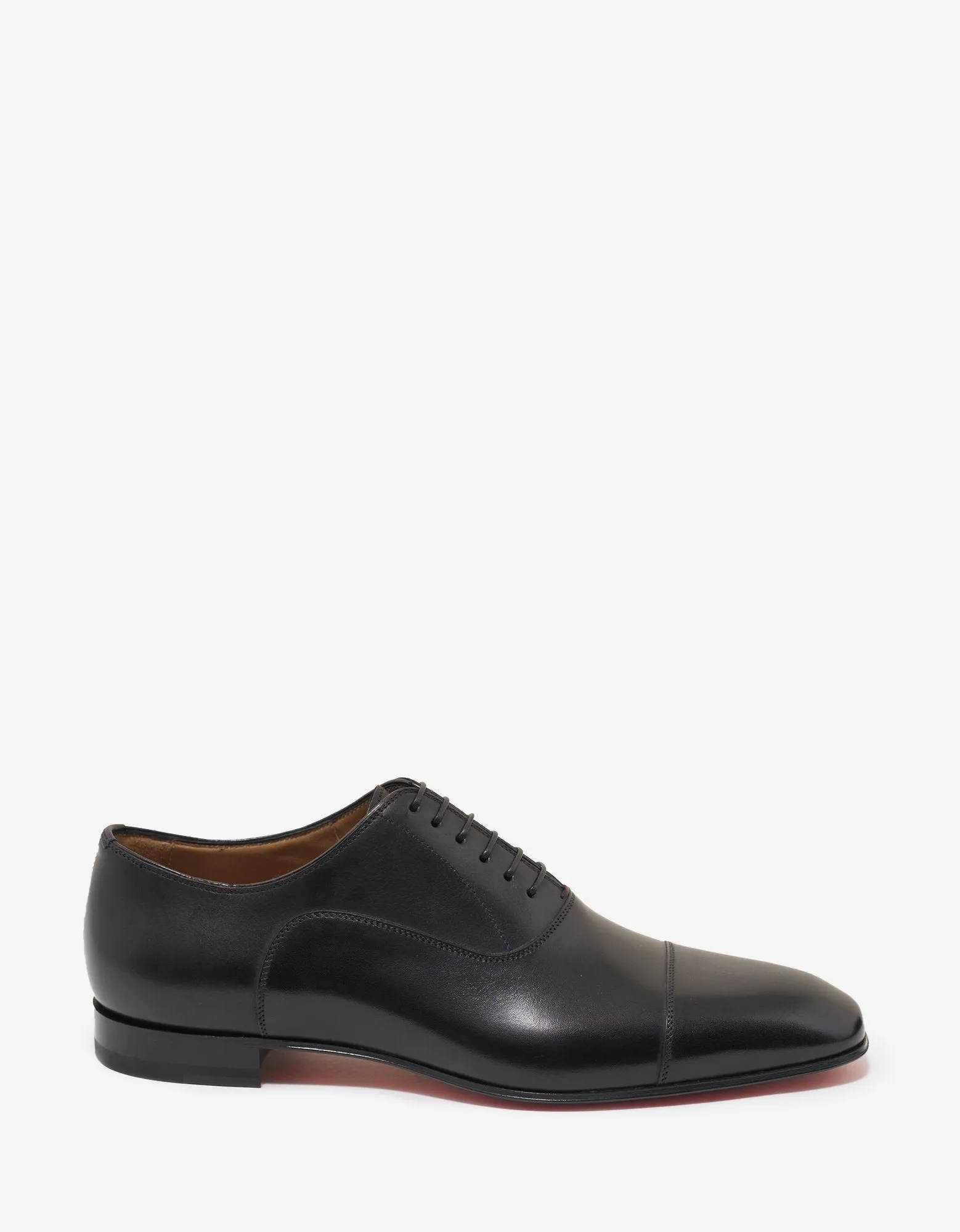 Greggo Flat Black Leather Oxford Shoes -