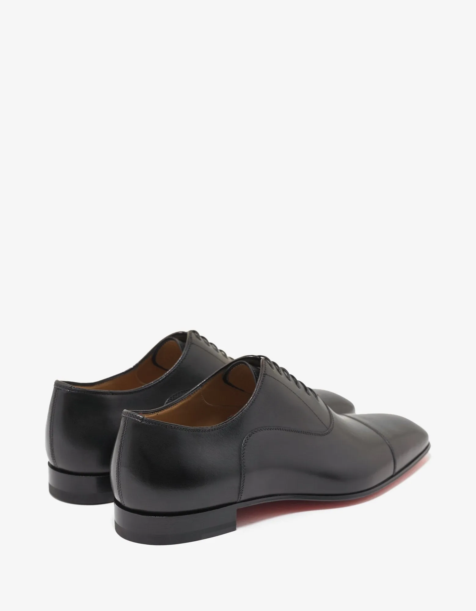 Greggo Flat Black Leather Oxford Shoes -