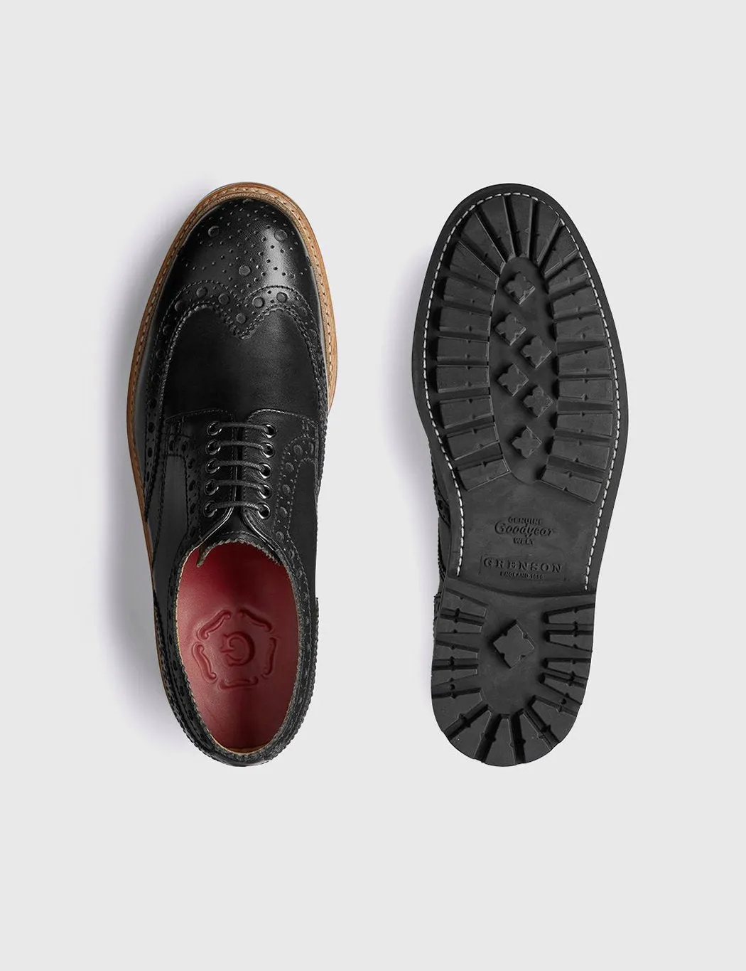 Grenson Archie Brogue Shoes - Black