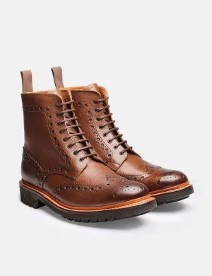 Grenson Fred Brogue Boot (Commando Sole) - Brown