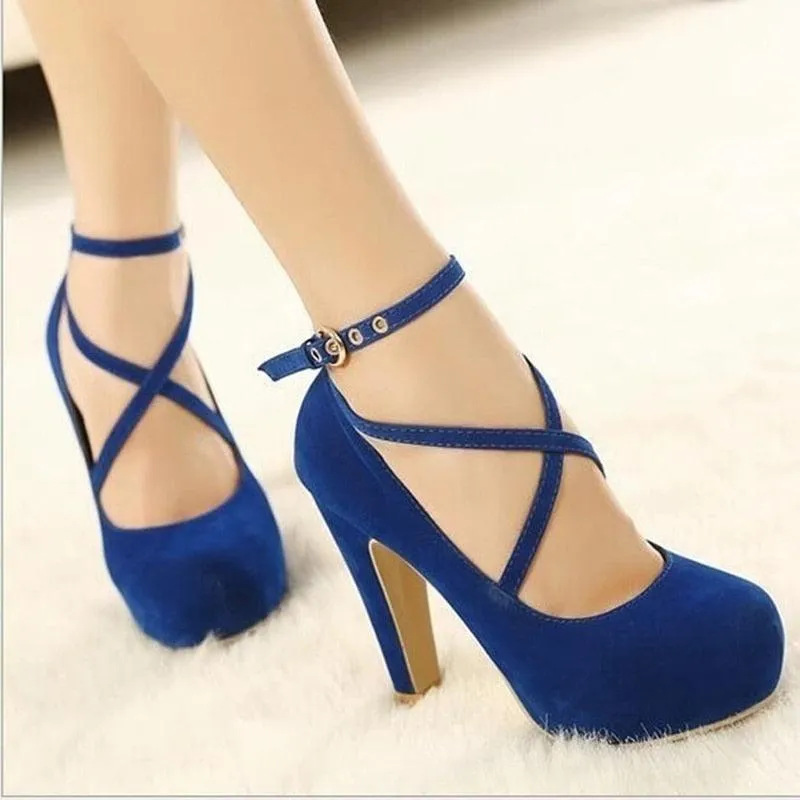 High Heel Faux Suede Platform Pumps