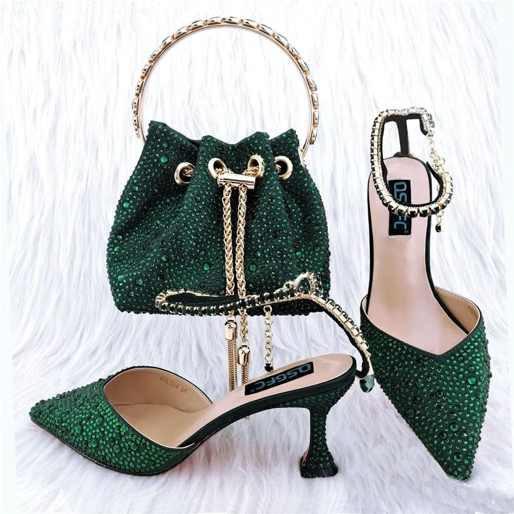 Italian Stiletto Shoes Small Bag Set