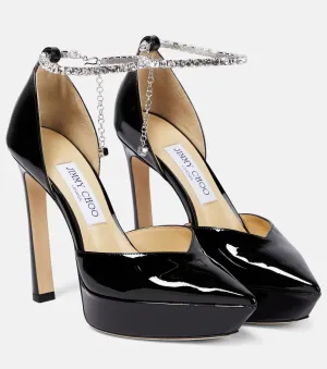 Jimmy Choo Saeda 125 Embellished Platform Pumps, Black