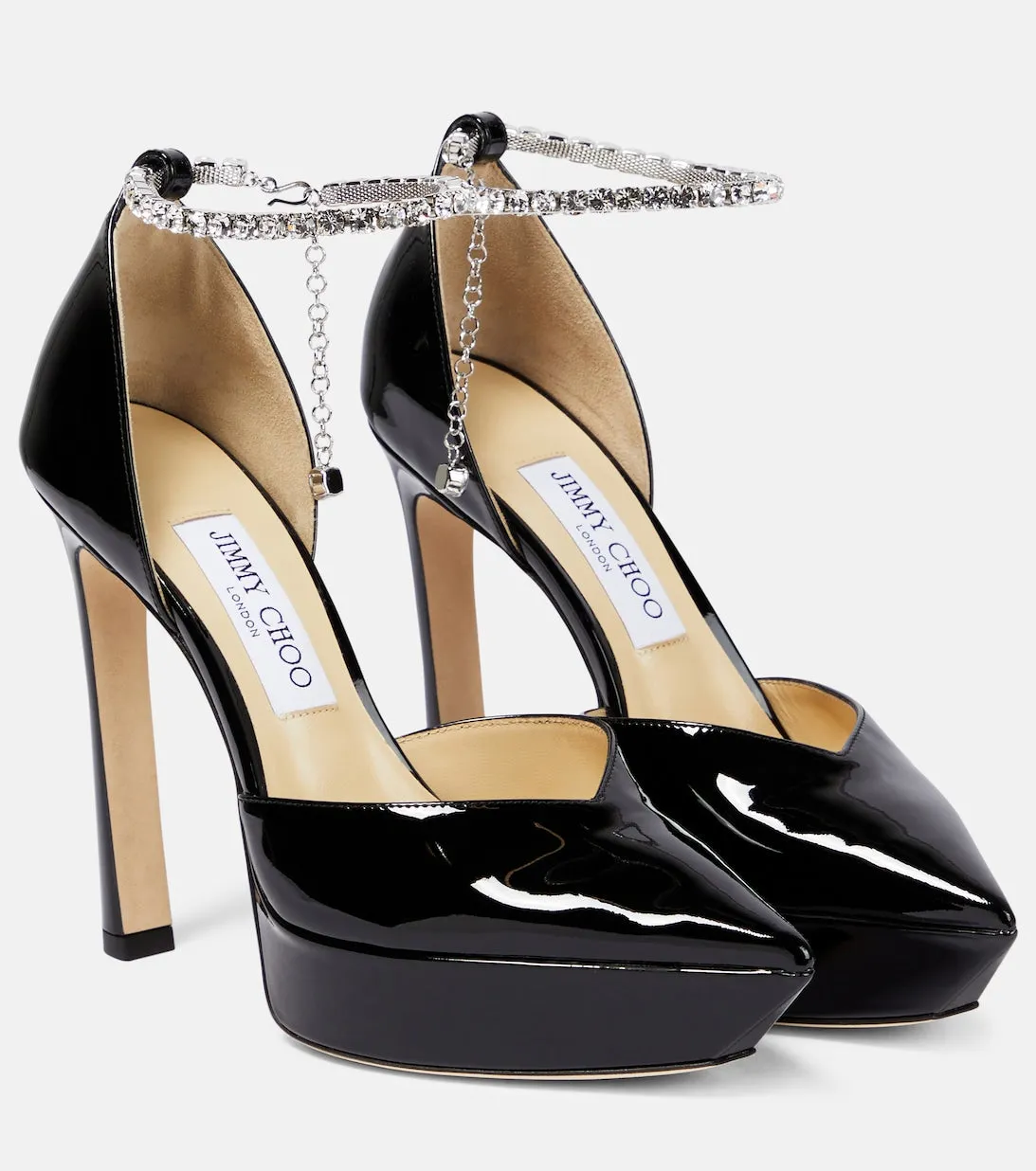 Jimmy Choo Saeda 125 Embellished Platform Pumps, Black