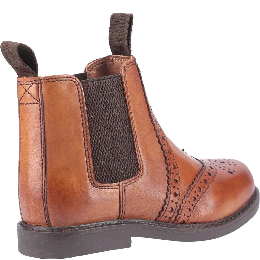 Kids Nympsfield Brogue Pull On Chelsea Boots Tan