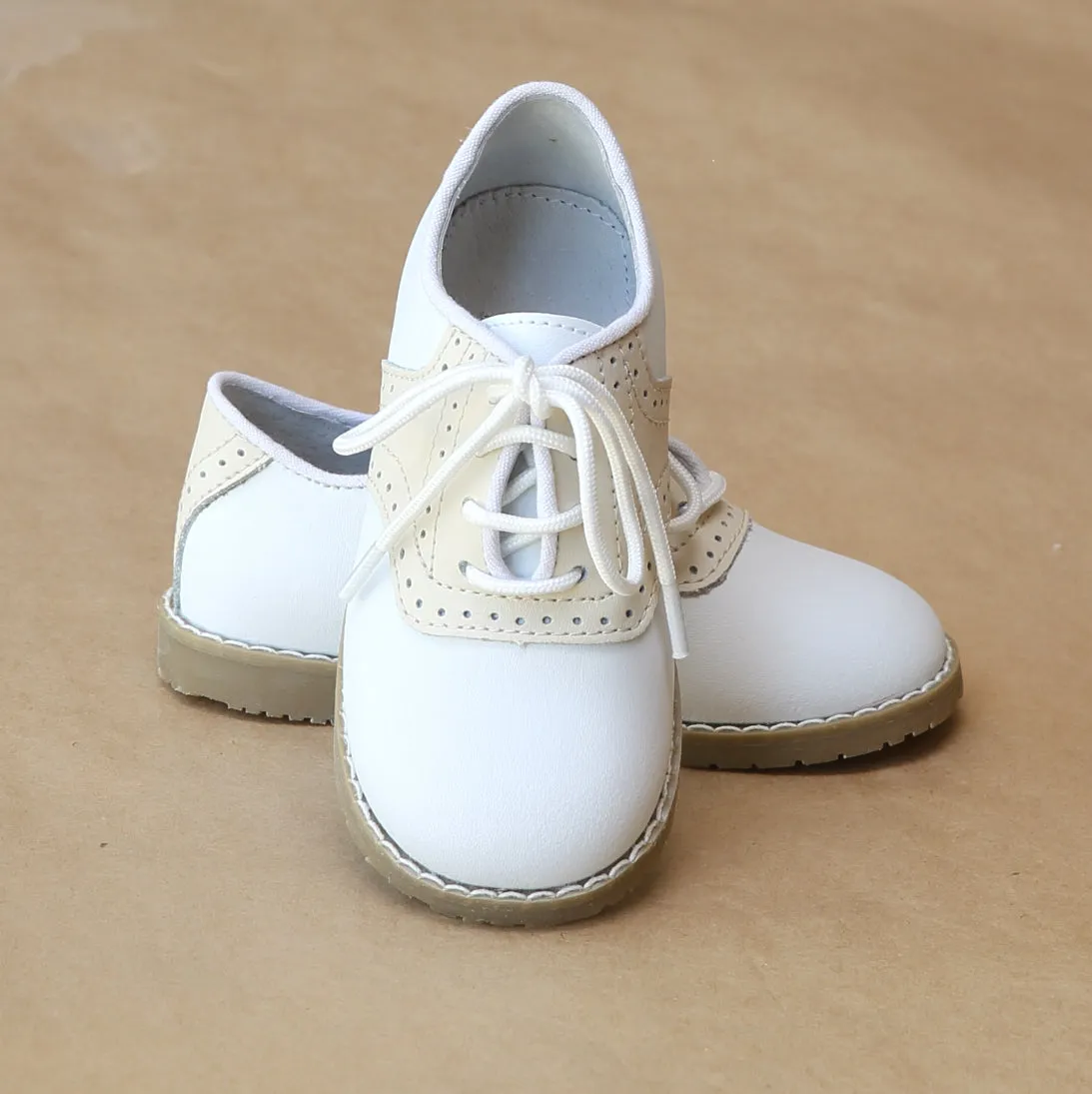 L'Amour Boys Beige Saddle Oxford Shoes