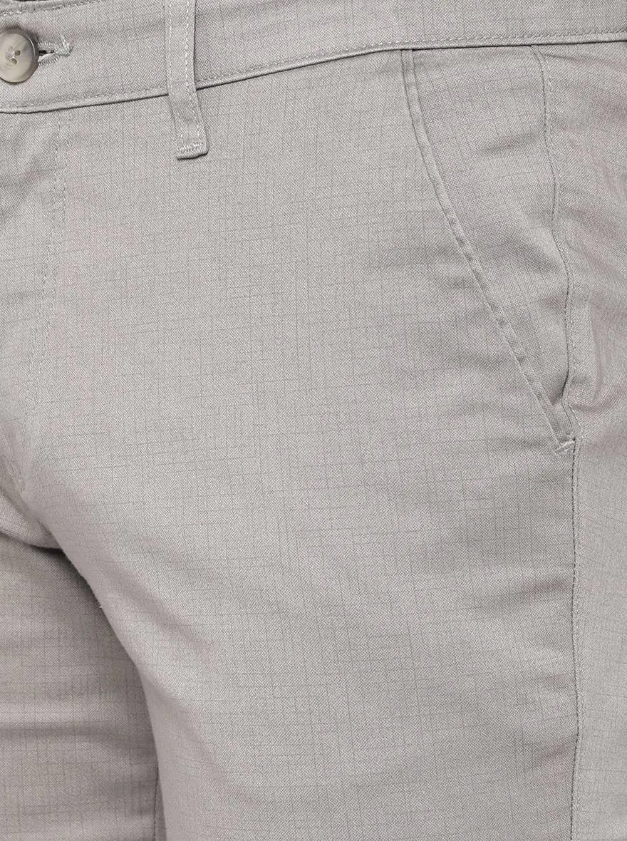 Light Grey Washed Slim Fit Casual Trouser | Greenfibre