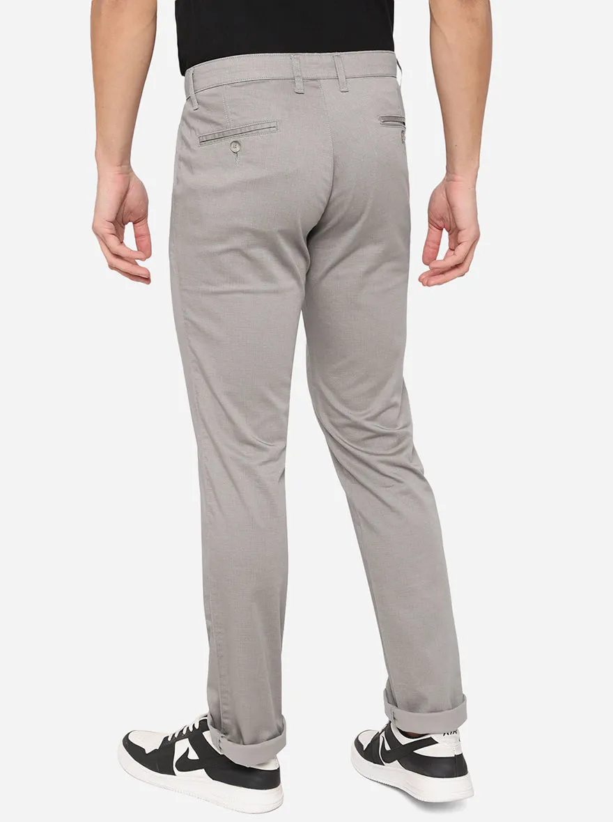 Light Grey Washed Slim Fit Casual Trouser | Greenfibre