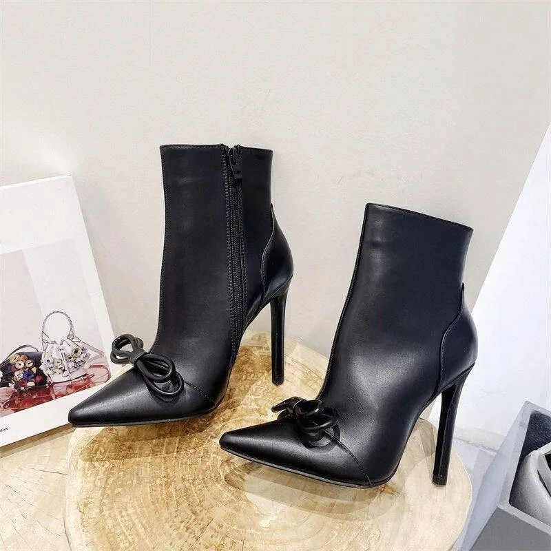 Lottie Zip Up Stiletto High Heels Pointed Boots