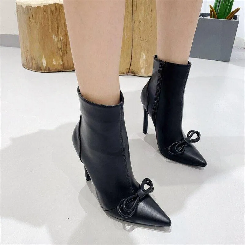 Lottie Zip Up Stiletto High Heels Pointed Boots