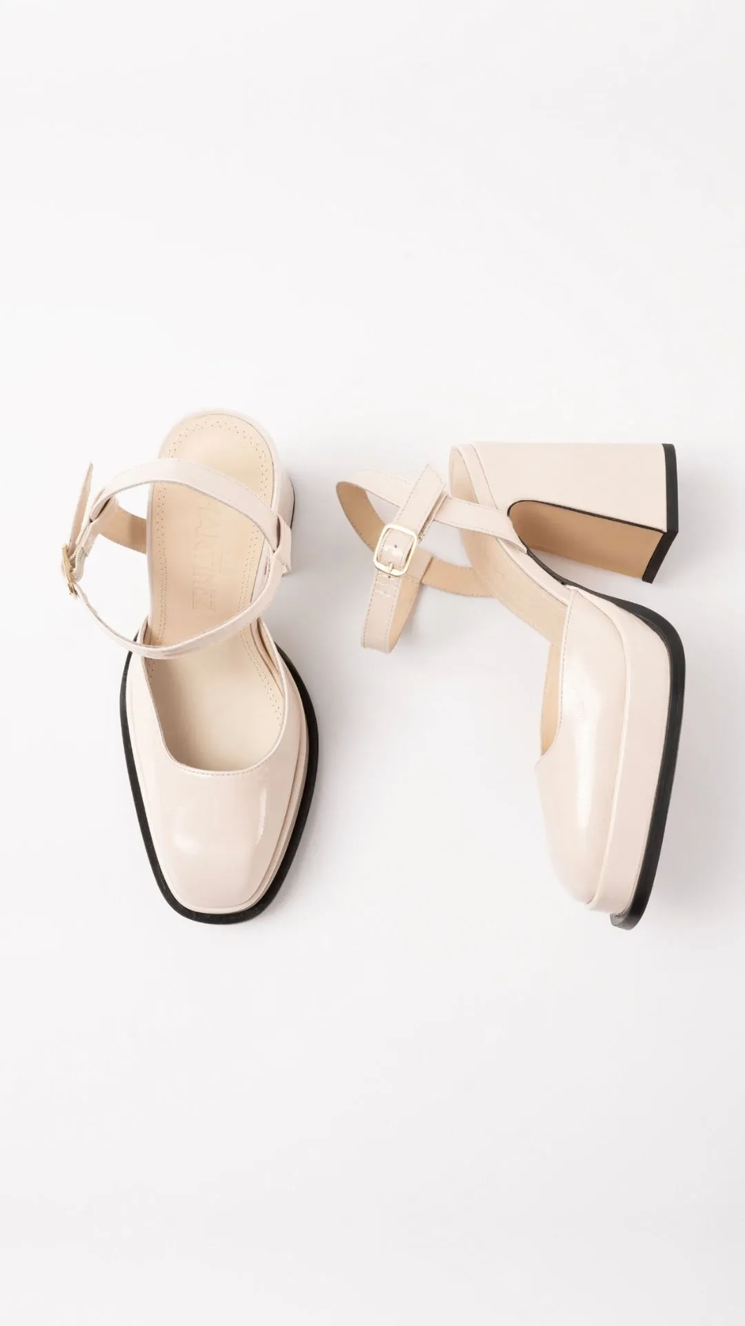 MALASANA - Off-White Patent Leather Platform Pumps