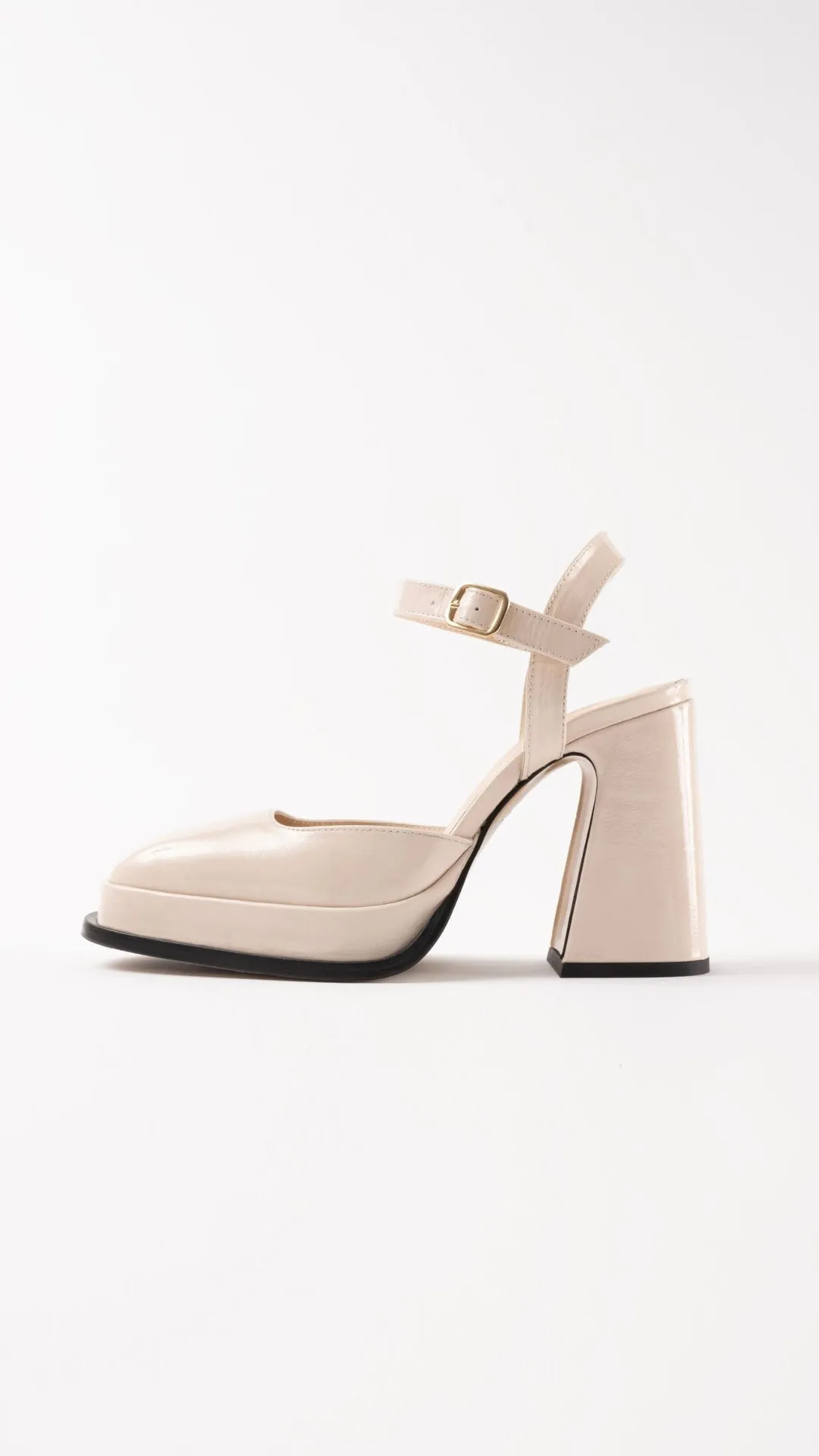 MALASANA - Off-White Patent Leather Platform Pumps