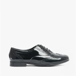 MATILDA Girls Leather Brogue School Shoes Patent Black