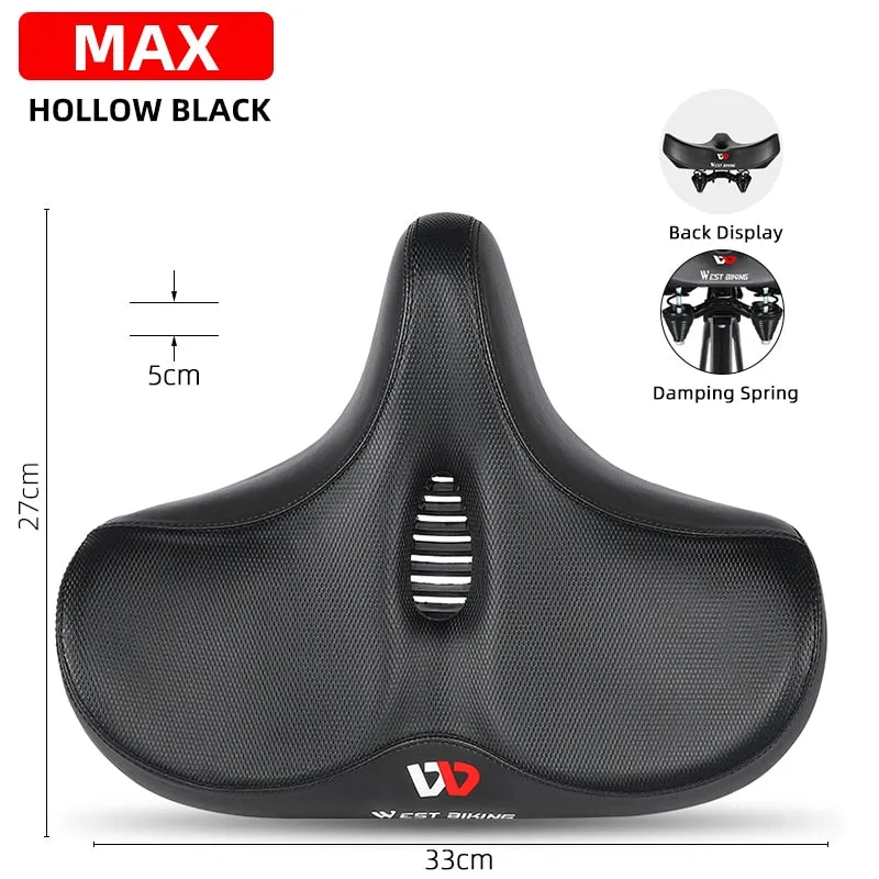 MTB Saddle Wide Ergonomic Comfortable Bicycle Spring Damping Saddle Cruiser Electric Bike Thick Memory Seat Cushion