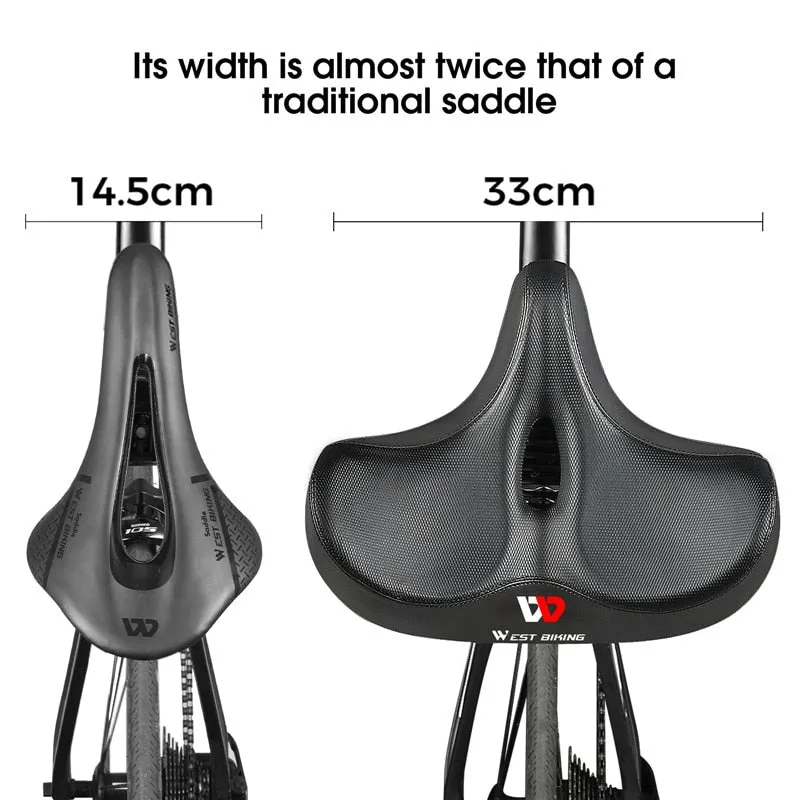 MTB Saddle Wide Ergonomic Comfortable Bicycle Spring Damping Saddle Cruiser Electric Bike Thick Memory Seat Cushion