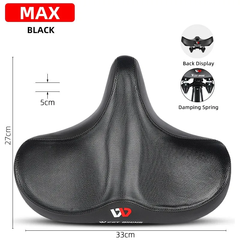 MTB Saddle Wide Ergonomic Comfortable Bicycle Spring Damping Saddle Cruiser Electric Bike Thick Memory Seat Cushion