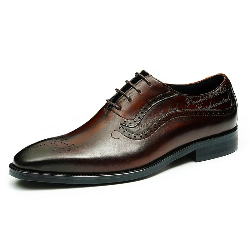 Opulent Carved Brogue Pointed Toe Lace-ups