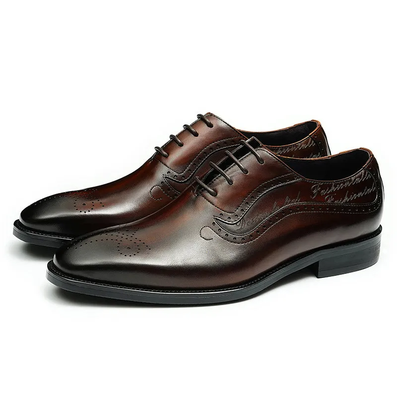 Opulent Carved Brogue Pointed Toe Lace-ups