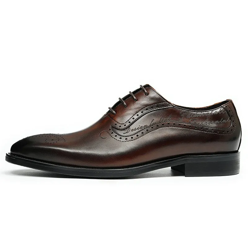 Opulent Carved Brogue Pointed Toe Lace-ups