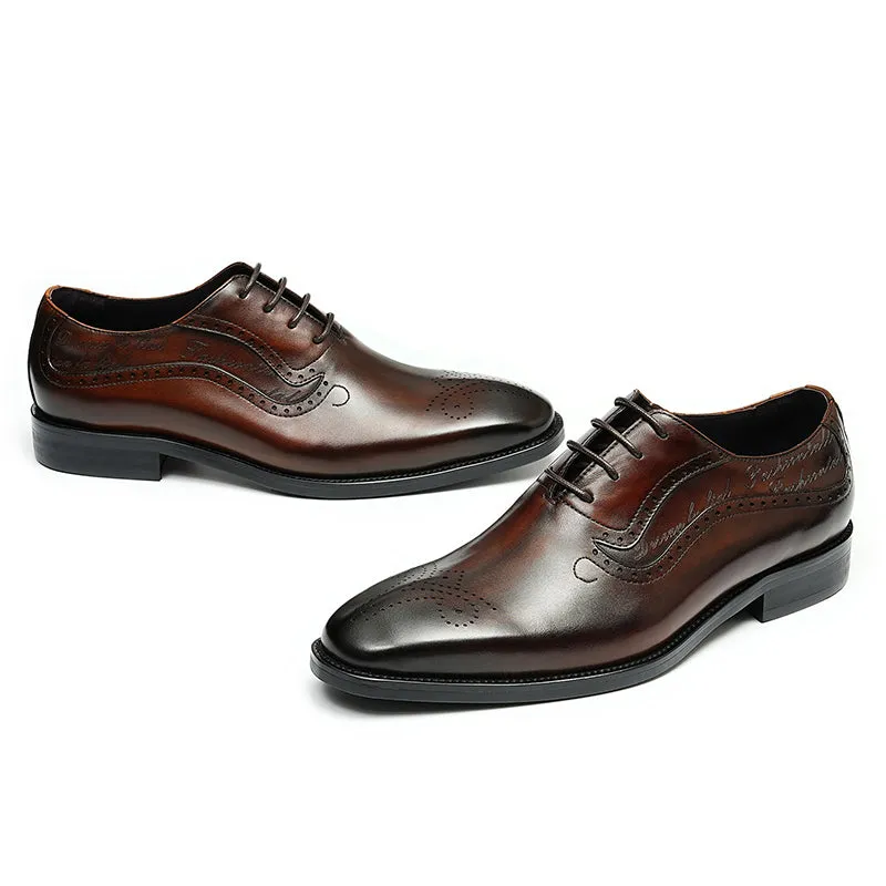 Opulent Carved Brogue Pointed Toe Lace-ups