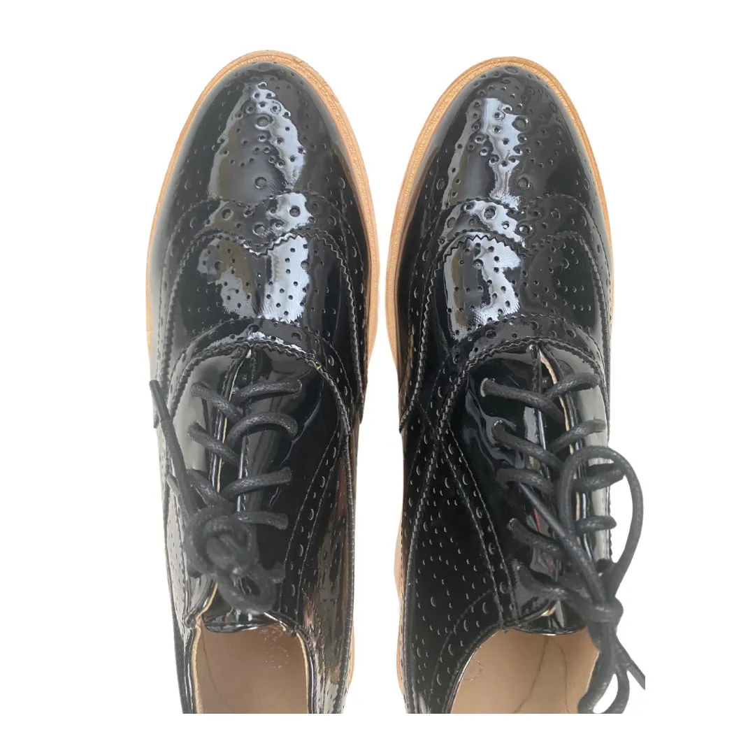 Oxford Brogue Platform Shoes Black SIZE 41