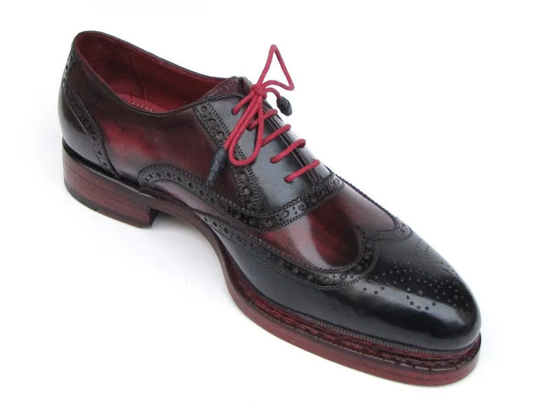 Paul Parkman Men's Triple Leather Sole Wingtip Brogues Navy & Red