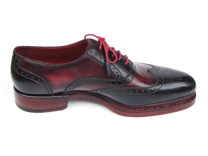 Paul Parkman Men's Triple Leather Sole Wingtip Brogues Navy & Red